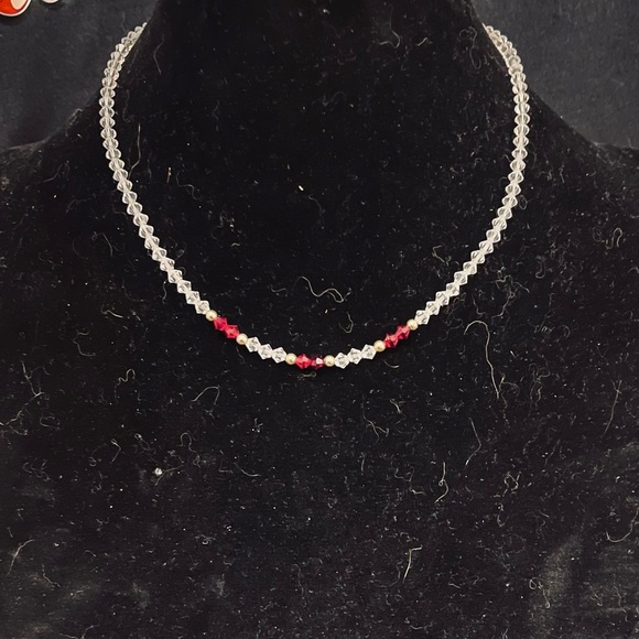 1930’s Glass Crystal Necklace w/ 12K Gold Clasp - Picture 3 of 10